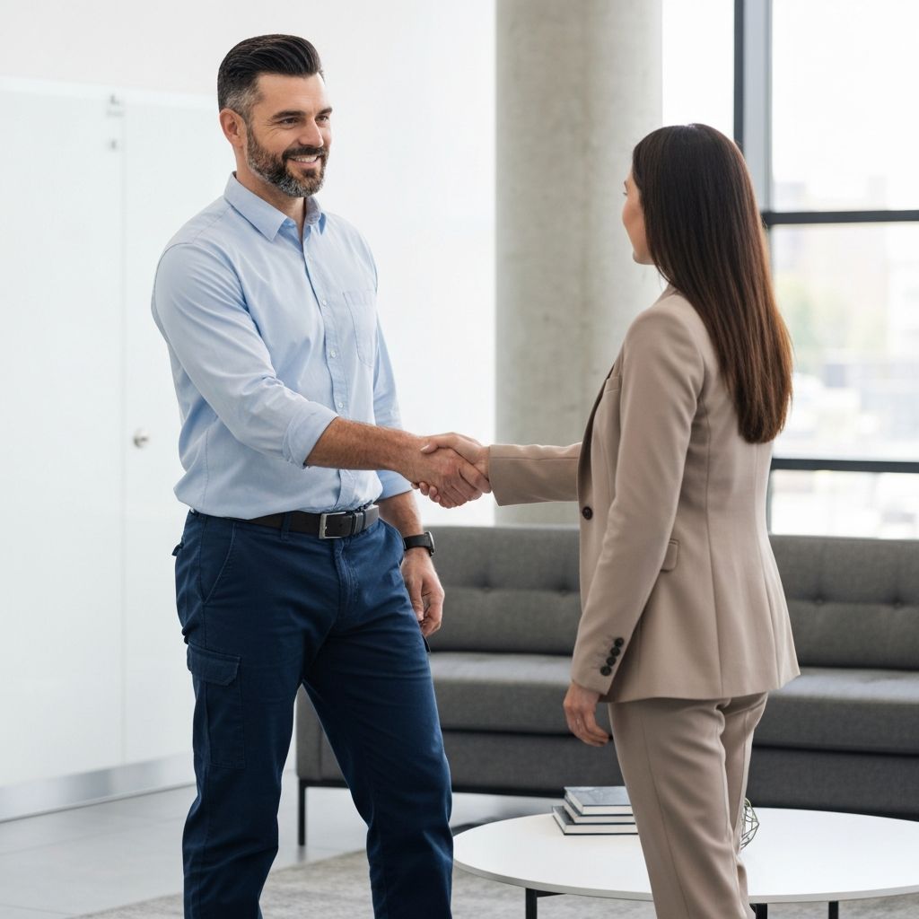 Initiative Commercial Cleaning team meeting with a client